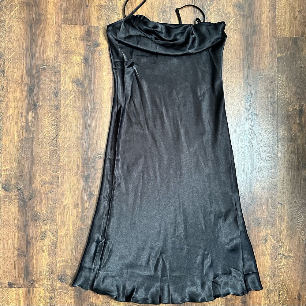 BEBE Satin Cowl Neck Slip Midi Dress Size M